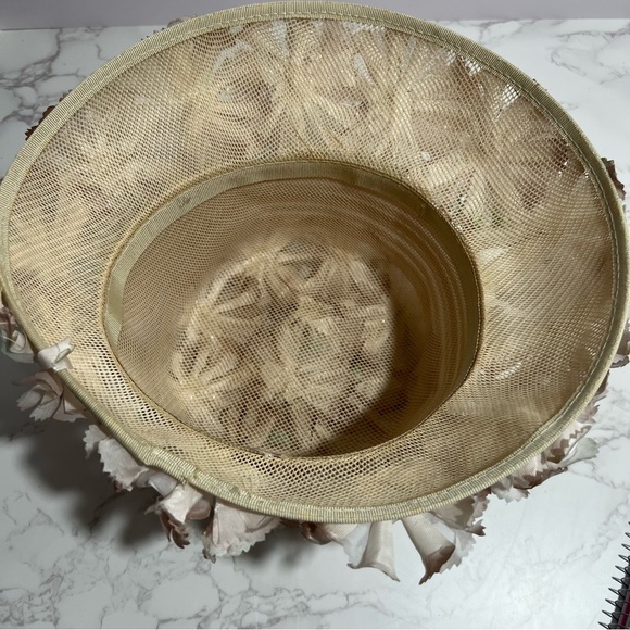 Vintage 1950's Pale Pink Floral Bucket Hat -- OS - Picture 6 of 6